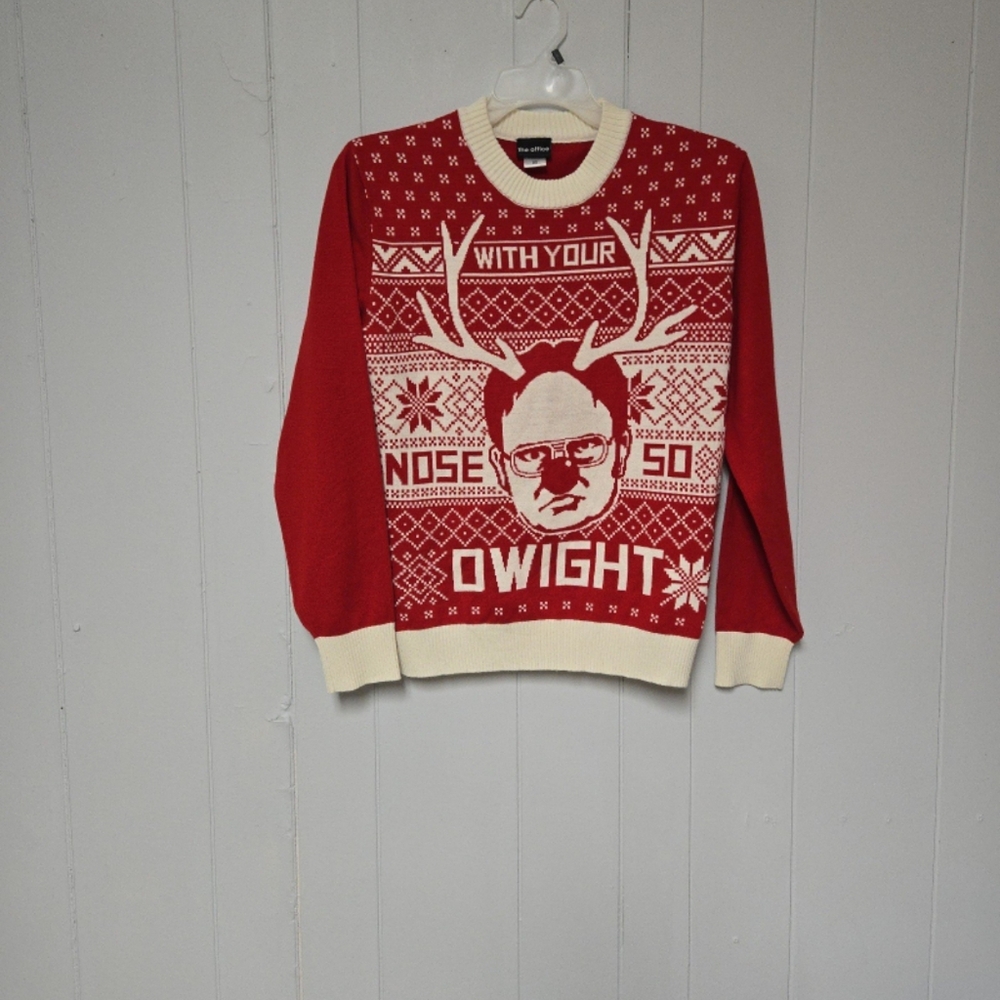 The Office Mens M Sweater Christmas Funny Dwight Holiday Ugly Knit Pullover